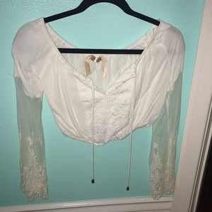 Long sleeve white boho top